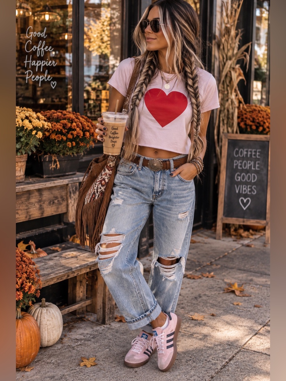 Chaser Red Heart Tee Raw Cropped Raw Bottom $62 MSRP